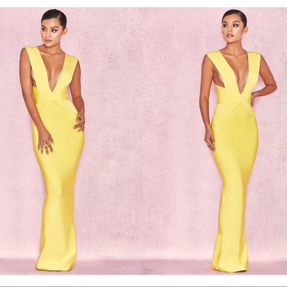 House of CB Dresses & Skirts - LUXURY House of CB, ‘Ysabel’ Acid Yellow Bandage Maxi Dress, Size XS NWOT